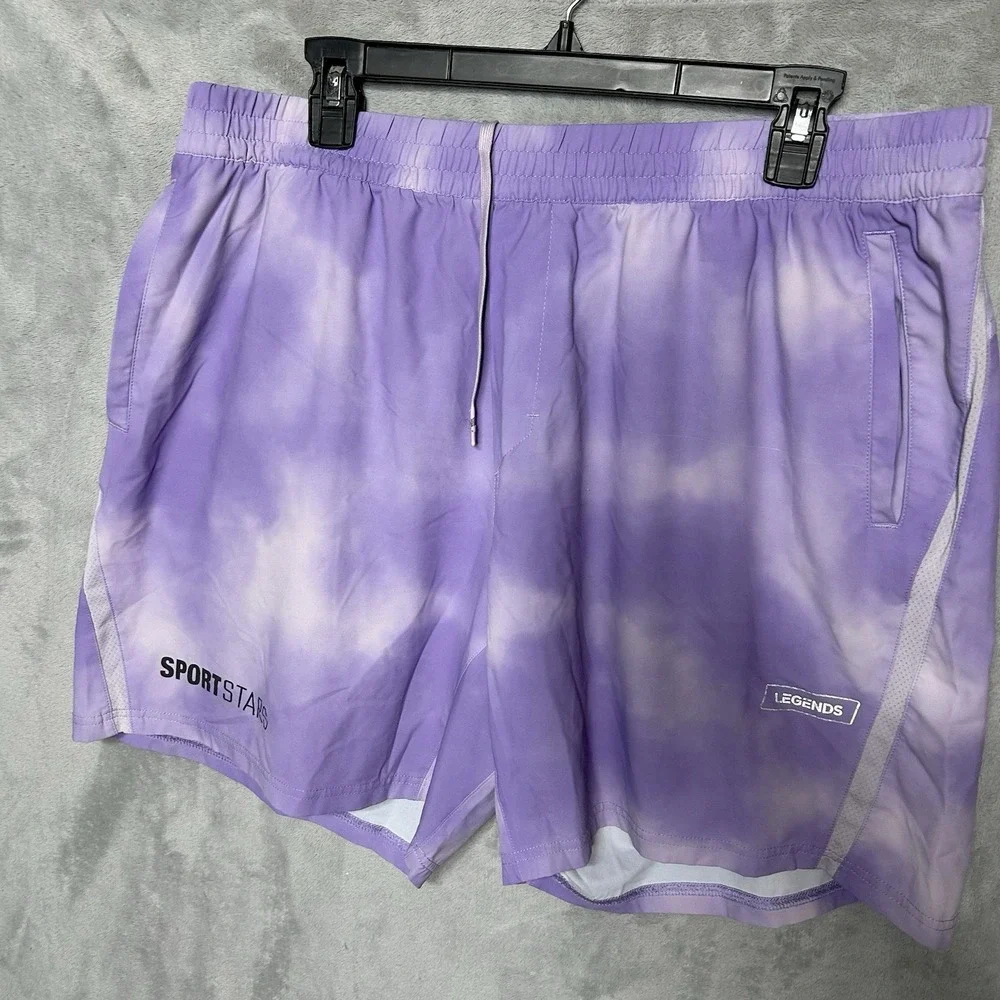 Legends Shorts Mens 2XL Purple Tie Athletic Unlined Gym Performance Running